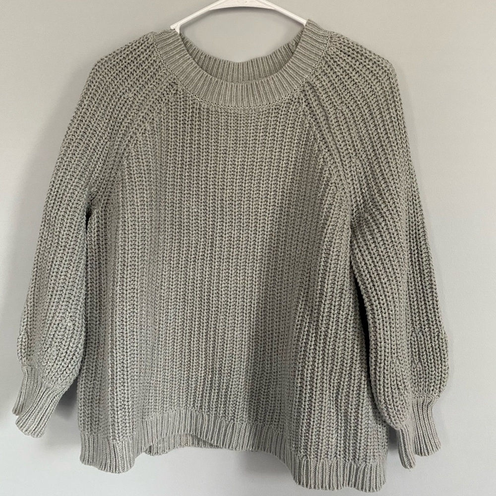 light grey bubble sleeve aerie sweater